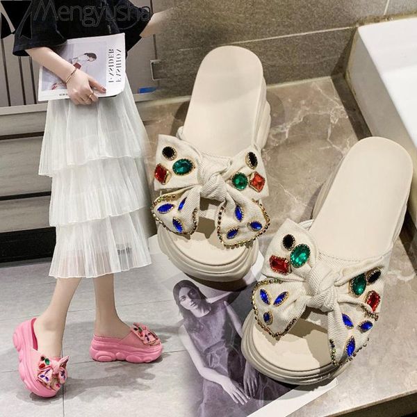 slippers bow-knot wedges platform shoes woman cloth crystal rhinestone slides candy color thick bottom flip flops female summer, Black
slippers bow-knot wedges platform shoes woman cloth crystal rhinestone slides candy color thick bottom flip flops female summer, Black