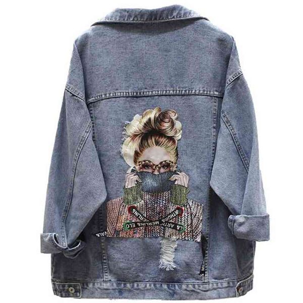 blue jackets autumn girls print ripped holes jean korean chic bf style loose denim coat retro overcoat 210416, Black;brown
blue jackets autumn girls print ripped holes jean korean chic bf style loose denim coat retro overcoat 210416, Black;brown