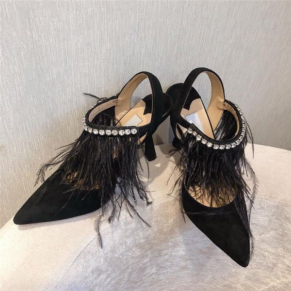 wedding 2021 design shoes woman leather sole fur sandals pointed toe fringe feather crystal high heels pumps women, Black
wedding 2021 design shoes woman leather sole fur sandals pointed toe fringe feather crystal high heels pumps women, Black