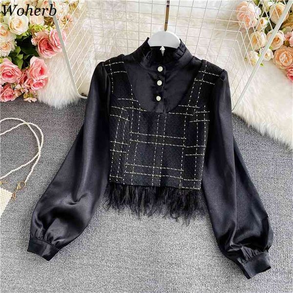 fake two womens stand neck ruffles shirts patchwork temperament blusas mujer loose fashion tassel puff sleeve shirt 210519, White
fake two womens stand neck ruffles shirts patchwork temperament blusas mujer loose fashion tassel puff sleeve shirt 210519, White