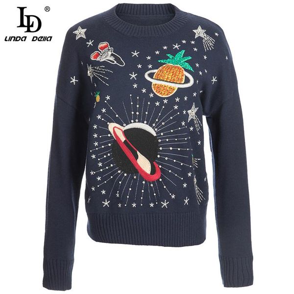 women's sweaters ld linda della 2021 designer autumn winter knitting sweater long sleeve beaded casual pullovers female top, White;black
women's sweaters ld linda della 2021 designer autumn winter knitting sweater long sleeve beaded casual pullovers female top, White;black
