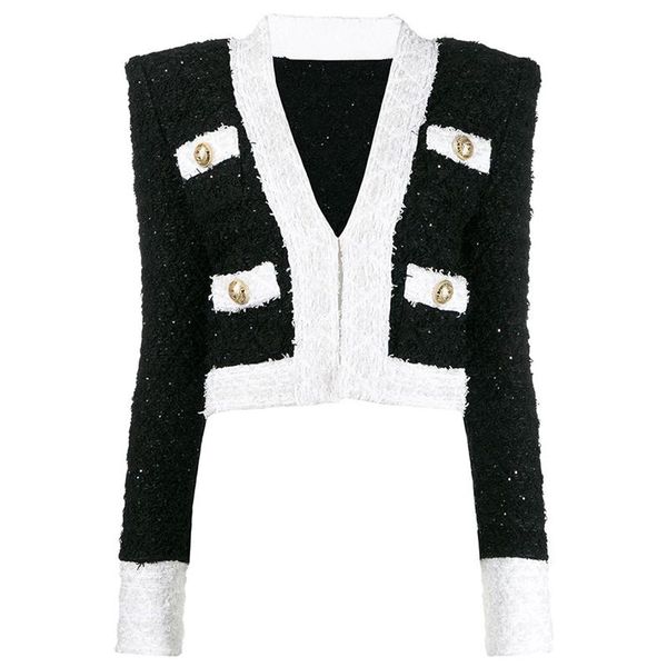 women's jackets high street 2021 est designer jacket lion buttons color block tweed short, Black;brown
women's jackets high street 2021 est designer jacket lion buttons color block tweed short, Black;brown
