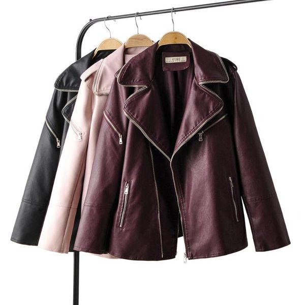 women's leather & faux brand loose pu jacket women classic moto biker spring autumn lady basic coat plus size outerwear, Black
women's leather & faux brand loose pu jacket women classic moto biker spring autumn lady basic coat plus size outerwear, Black