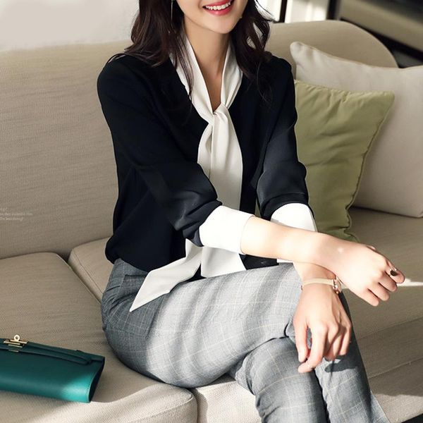 women's blouses & shirts rep navy blue women blouse pleated streamer contrast shirt female blusas office lady undershirt 2021 clothes, White
women's blouses & shirts rep navy blue women blouse pleated streamer contrast shirt female blusas office lady undershirt 2021 clothes, White