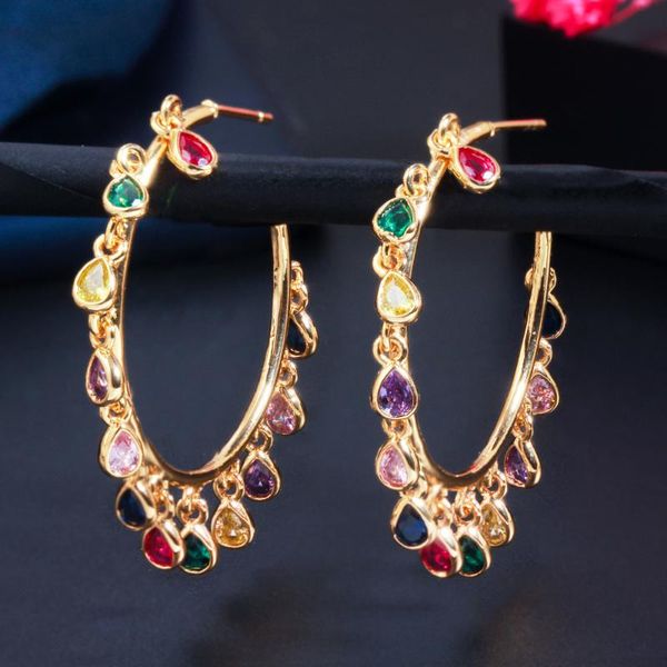 fashion color zircon tassel earrings brass gold-plated circle ear stud for ladies everyday wear jewelry hoop & huggie, Golden;silver
fashion color zircon tassel earrings brass gold-plated circle ear stud for ladies everyday wear jewelry hoop & huggie, Golden;silver