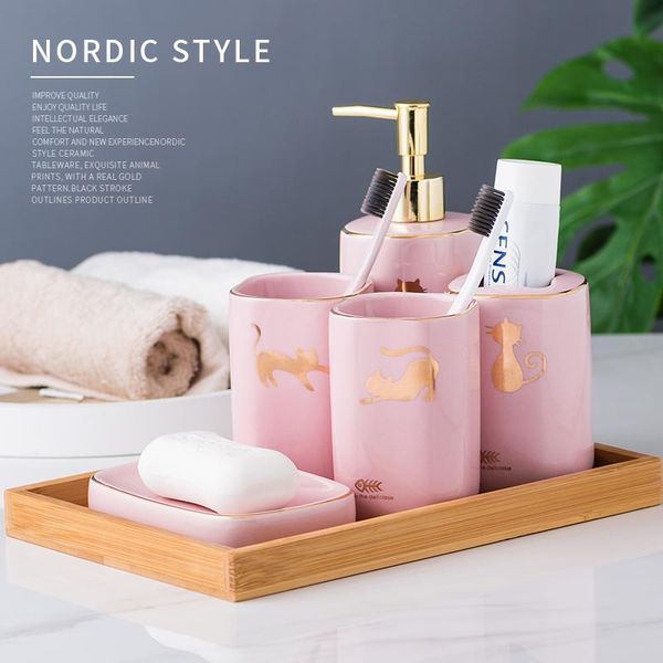 bath accessory set pink ceramic bathroom couple brushing cups five-piece home toilet wash toiletries soap box lotion bottle
bath accessory set pink ceramic bathroom couple brushing cups five-piece home toilet wash toiletries soap box lotion bottle