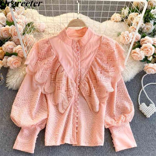 chic beaded button retro embroidery lace ruffled patchwork shirt stand collar puff sleeve femme blusas women blouses 210730, White
chic beaded button retro embroidery lace ruffled patchwork shirt stand collar puff sleeve femme blusas women blouses 210730, White