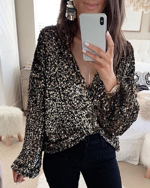 women's blouses & shirts ninimour women elegant fashion glitter plunge long sleeve sequins blouse ladies casual outwear officewear, White
women's blouses & shirts ninimour women elegant fashion glitter plunge long sleeve sequins blouse ladies casual outwear officewear, White