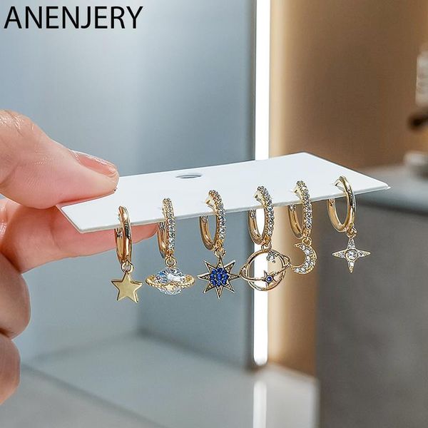 hoop & huggie anenjery 6 pieces/set 925 sterling silver planet star moon earrings for women shiny micro zircon romantic gift, Golden;silver
hoop & huggie anenjery 6 pieces/set 925 sterling silver planet star moon earrings for women shiny micro zircon romantic gift, Golden;silver