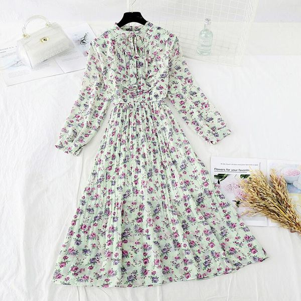 dresses autumn floral print women pleated chiffon es female vintage ruffles sleeve casual high waist long, Black;gray
dresses autumn floral print women pleated chiffon es female vintage ruffles sleeve casual high waist long, Black;gray
