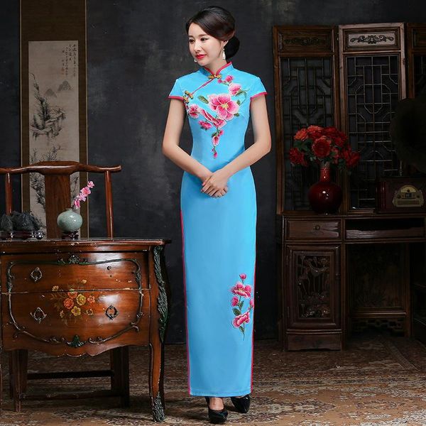 light blue exquisite flower appliques trim cheongsam women slim mandarin collar novelty qipao elegant long chinese dress ethnic clothin, Red
light blue exquisite flower appliques trim cheongsam women slim mandarin collar novelty qipao elegant long chinese dress ethnic clothin, Red