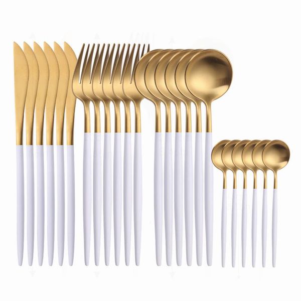 tableware set stainless steel cutlery 24pcs white gold dinnerware kitchen dinner luxury matte flatware home eco friendly sets
tableware set stainless steel cutlery 24pcs white gold dinnerware kitchen dinner luxury matte flatware home eco friendly sets