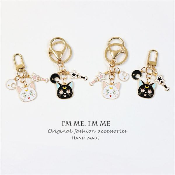 keychains ins cute white black five-pointed star moon cat car keychain men women's couple backpack school bag pendant accessories jewel, Silver
keychains ins cute white black five-pointed star moon cat car keychain men women's couple backpack school bag pendant accessories jewel, Silver