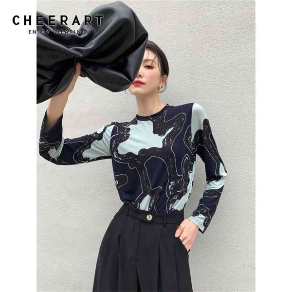 cheerart abstraction print long sleeve women elasticity tshirt crewneck t shirt ladies designer crew neck bodycon tee 210401, White
cheerart abstraction print long sleeve women elasticity tshirt crewneck t shirt ladies designer crew neck bodycon tee 210401, White