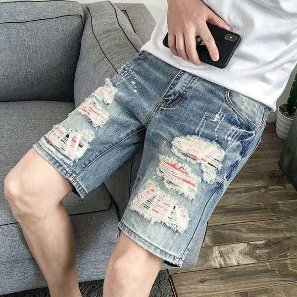 men's jeans summer ripped short men loose straight shorts fashion trend male hole denim pantalones cortos de hombre, Blue
men's jeans summer ripped short men loose straight shorts fashion trend male hole denim pantalones cortos de hombre, Blue