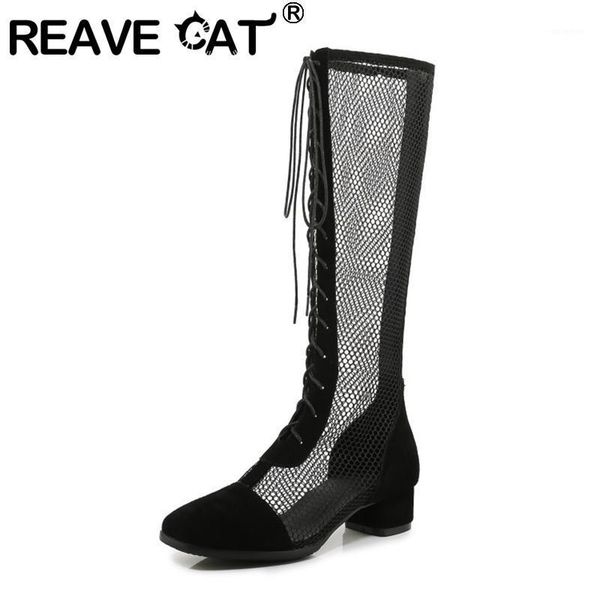 boots reave cat women knee summer round toe 3.5cm square heels genuine lether lace-up comfortable breathable a3359, Black
boots reave cat women knee summer round toe 3.5cm square heels genuine lether lace-up comfortable breathable a3359, Black