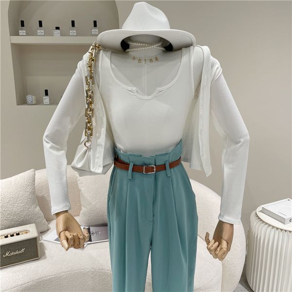 set of two spring pieces summer niche fashion design suspend thin + style waistcoat sun-proof cardigan top, White
set of two spring pieces summer niche fashion design suspend thin + style waistcoat sun-proof cardigan top, White