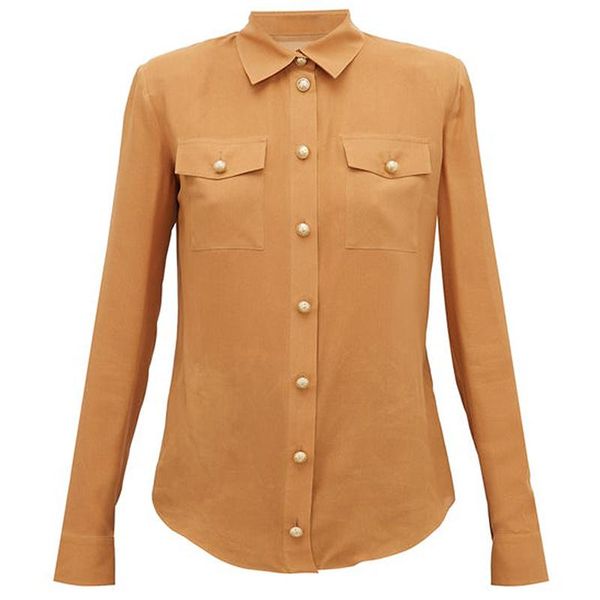 women's blouses & shirts quality high fashion 2021 designer shirt long sleeve lion buttons pockets blouse, White
women's blouses & shirts quality high fashion 2021 designer shirt long sleeve lion buttons pockets blouse, White