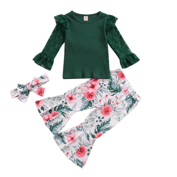 clothing sets baby girls clothes solid color long mesh sleeve o-neck t-shirt+floral print flared trousers + headband children's, White
clothing sets baby girls clothes solid color long mesh sleeve o-neck t-shirt+floral print flared trousers + headband children's, White