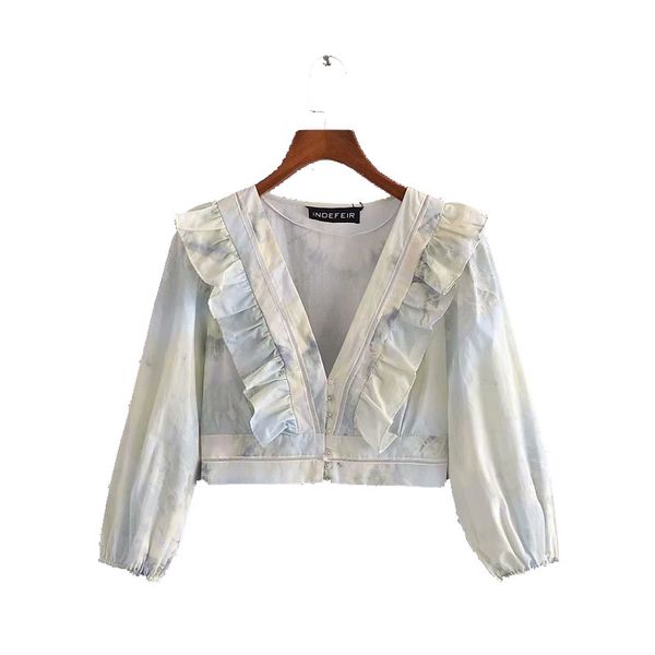 spring women chiffon tie dye ruffled long sleeves shirt chic lady fashion casual clothes 210517, White
spring women chiffon tie dye ruffled long sleeves shirt chic lady fashion casual clothes 210517, White