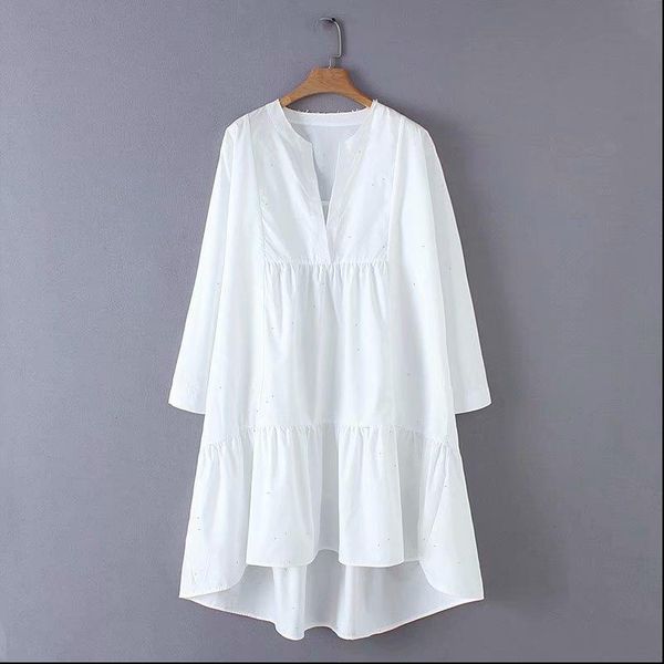 fashion v neck solid color womens dress irregular hem loose a line female sweet long sleeve casual white vestidos ds2057, Black;gray
fashion v neck solid color womens dress irregular hem loose a line female sweet long sleeve casual white vestidos ds2057, Black;gray
