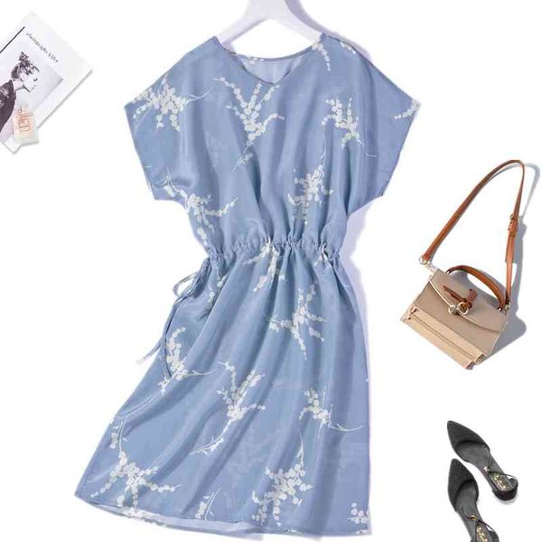 dress women's 100% pure silk long dress v neck blue floral short sleeve belted jn374, Black;gray
dress women's 100% pure silk long dress v neck blue floral short sleeve belted jn374, Black;gray
