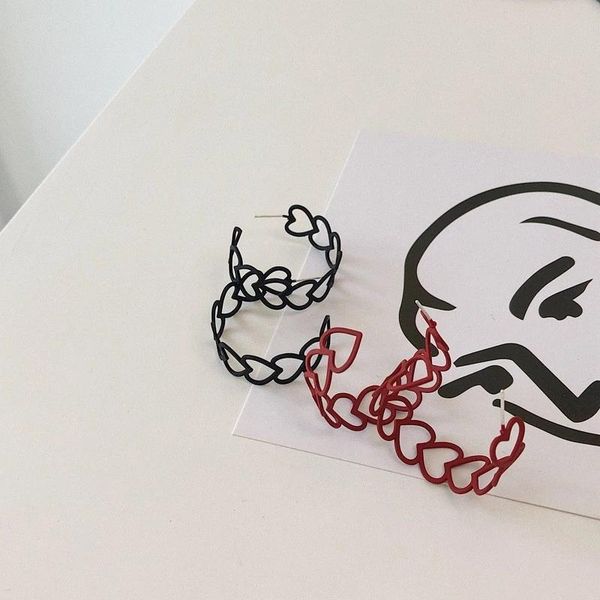 hoop & huggie aomu smart cute hollow love stitching color red black c-shaped personality sweet earring for female girl jewelry party gift, Golden;silver
hoop & huggie aomu smart cute hollow love stitching color red black c-shaped personality sweet earring for female girl jewelry party gift, Golden;silver