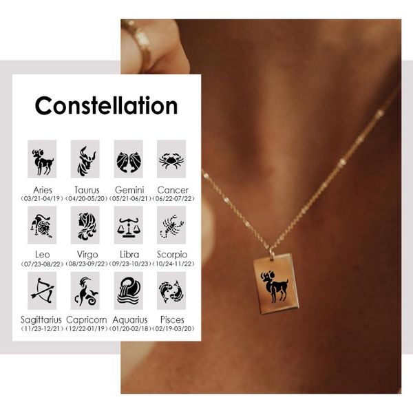 pendant necklaces jujie fashion stainless steel necklace constellation pattern square elegant gift jewelry for women, Silver
pendant necklaces jujie fashion stainless steel necklace constellation pattern square elegant gift jewelry for women, Silver