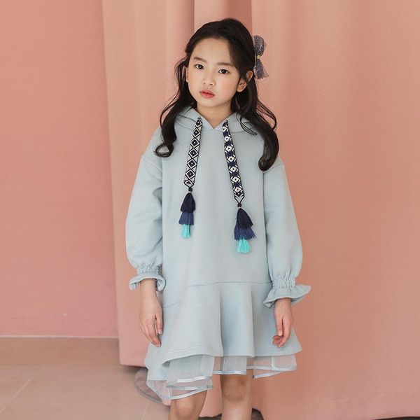 girl's dresses girls hoodies irregular dress long sleeve 4-18y baby clothes teens princess kids hoody for girl cl649, Red;yellow