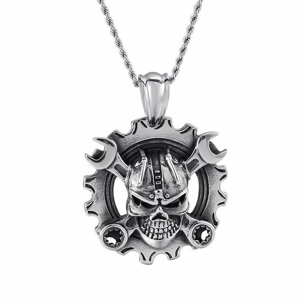 pendant necklaces punk stainless steel skull necklace for men spanner skeleton chain gothic jewelry, Silver
pendant necklaces punk stainless steel skull necklace for men spanner skeleton chain gothic jewelry, Silver