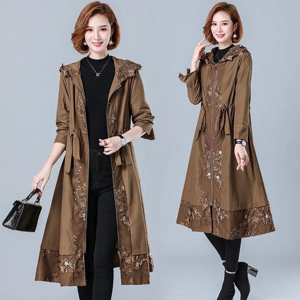 women's trench coats coat spring autumn middle aged mother high-end windbreaker female long lace splicing outerwear ladies, Tan;black
women's trench coats coat spring autumn middle aged mother high-end windbreaker female long lace splicing outerwear ladies, Tan;black