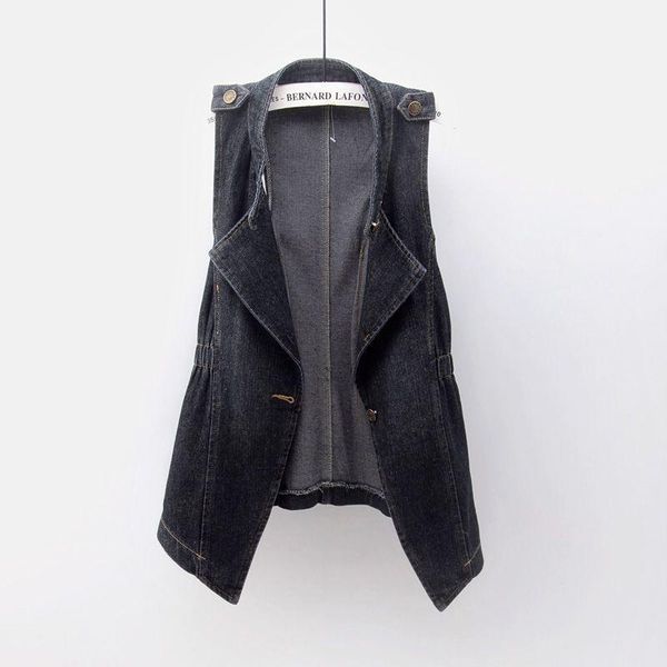 women's vests vintage wash black denim vest women slim sleeveless jacket coat summer korean casual short jeans female student waistcoat, Black;white
women's vests vintage wash black denim vest women slim sleeveless jacket coat summer korean casual short jeans female student waistcoat, Black;white