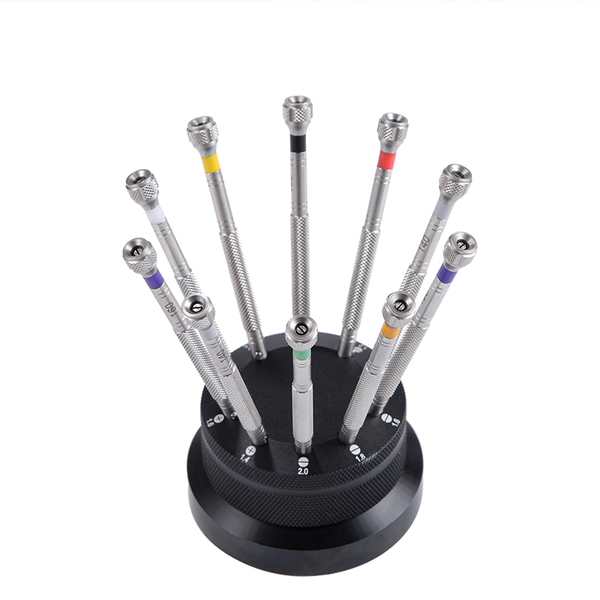 repair tools & kits 10 piece miniature watch and jewelry screwdriver set on rotating stand stainless steel for watchmakers
repair tools & kits 10 piece miniature watch and jewelry screwdriver set on rotating stand stainless steel for watchmakers