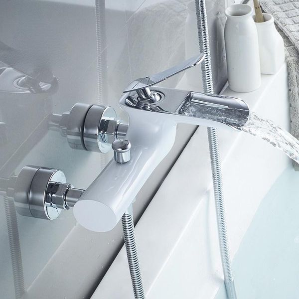 bathroom shower sets bathtub faucets chrome bath set white mixer tap dual contral wall mounted for wf-6018
bathroom shower sets bathtub faucets chrome bath set white mixer tap dual contral wall mounted for wf-6018