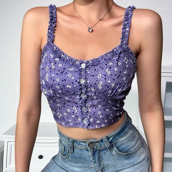 women's tanks & camis 2021 summer ins design printed tank fashion high street purple floral buttons ruffle sweetheart women, White
women's tanks & camis 2021 summer ins design printed tank fashion high street purple floral buttons ruffle sweetheart women, White