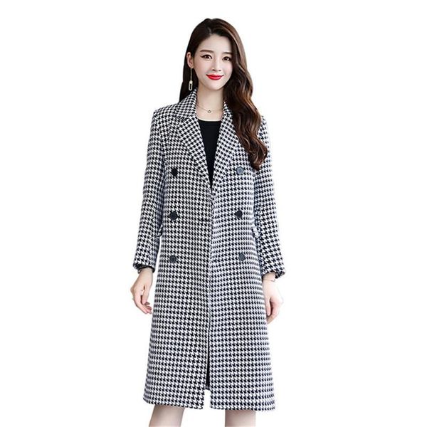 women's wool & blends black white plaid coat long spring winter woolen suit collar double-breasted korean jacket ladies wild windbreake
women's wool & blends black white plaid coat long spring winter woolen suit collar double-breasted korean jacket ladies wild windbreake