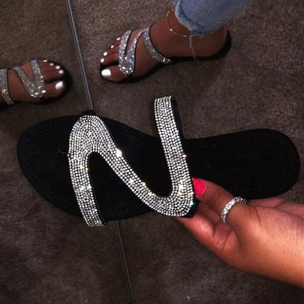 fashion diamond summer flat sandals women's beach women designer shoes rhinestone flip flops, Black
fashion diamond summer flat sandals women's beach women designer shoes rhinestone flip flops, Black