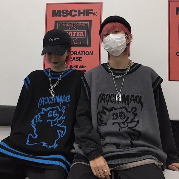 men's vests cartoon print sweater vest men women autumn-winter korean fashion jacquard contrast color loose v-neck pullover couples swe, Black;white
men's vests cartoon print sweater vest men women autumn-winter korean fashion jacquard contrast color loose v-neck pullover couples swe, Black;white
