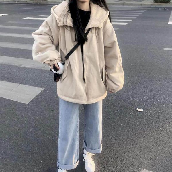 both sides wear padded jacket women plus velvet thickening winter 2021 korean loose cotton coat lamb plush warm simple women's down &, Black
both sides wear padded jacket women plus velvet thickening winter 2021 korean loose cotton coat lamb plush warm simple women's down &, Black