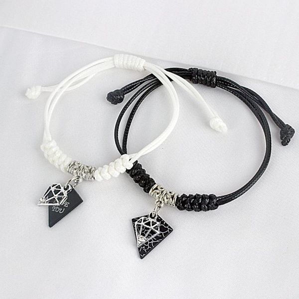 link, chain korean version simple hand-woven rope jewelry set diamond shape pendant personalized couple bracelets for men women student gift, Black
link, chain korean version simple hand-woven rope jewelry set diamond shape pendant personalized couple bracelets for men women student gift, Black