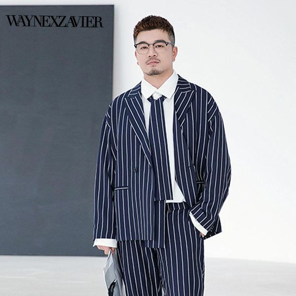 men's suits & blazers waynexzavier 2021 autumn vertical stripes casual blazer plus size men slim fit fashion oversize clothes 7504, White;black
men's suits & blazers waynexzavier 2021 autumn vertical stripes casual blazer plus size men slim fit fashion oversize clothes 7504, White;black