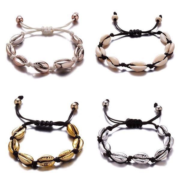 handmade ethnic summer beach alloy seashell adjustable weaving black white rope chain bracelet vacation jewelry gift charm bracelets, Golden;silver
handmade ethnic summer beach alloy seashell adjustable weaving black white rope chain bracelet vacation jewelry gift charm bracelets, Golden;silver