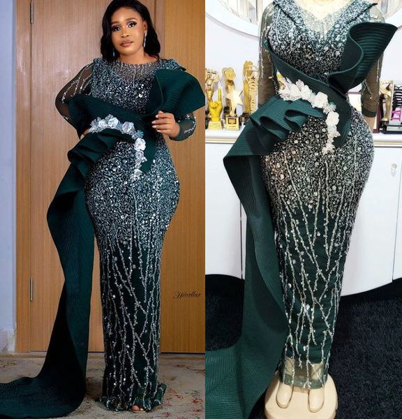 2021 plus size arabic aso ebi luxurious dark green prom dresses beaded sequins sheath evening formal party second reception gowns dress zj22, Black
2021 plus size arabic aso ebi luxurious dark green prom dresses beaded sequins sheath evening formal party second reception gowns dress zj22, Black