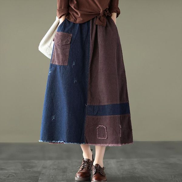 autumn patchwork corduroy womens skirt a line spring spliced elastic waist vintage skirts female loose, Black
autumn patchwork corduroy womens skirt a line spring spliced elastic waist vintage skirts female loose, Black