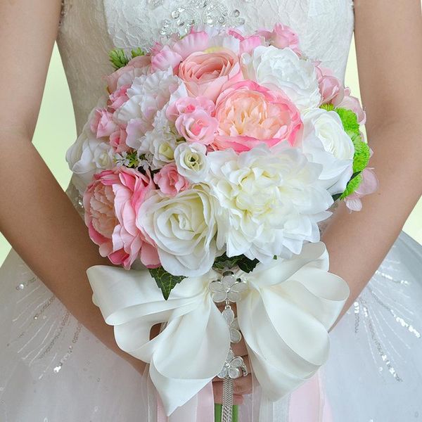 european style handmade wedding flower bouquet bride holding hybrid upscale bridesmaid bouquets artificial flowers decorative & wreaths