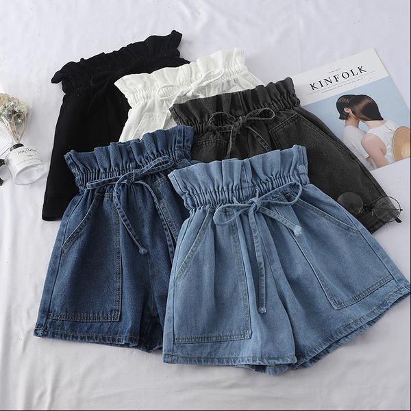 summer women short high waist denim shorts loose ladies vintage lace up elastic pocket blue white black jeans female
summer women short high waist denim shorts loose ladies vintage lace up elastic pocket blue white black jeans female