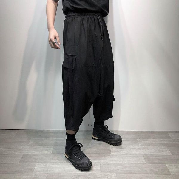men's pants classic dark fashion multi-pocket loose simple hanging crotch casual large size haren, Black
men's pants classic dark fashion multi-pocket loose simple hanging crotch casual large size haren, Black