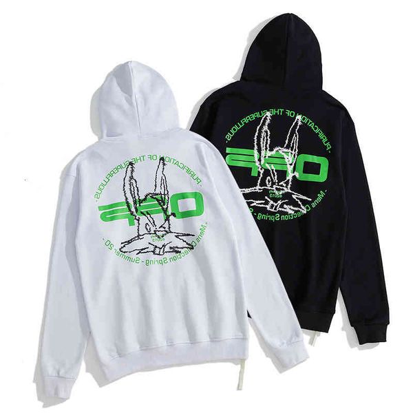 new autumn 2021 winter off co branded bugs bunny print hoodie for men and women, Black
new autumn 2021 winter off co branded bugs bunny print hoodie for men and women, Black