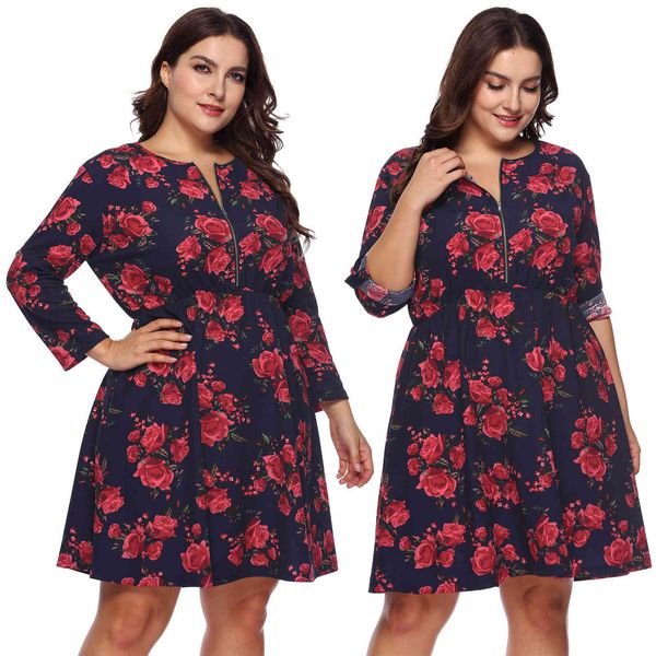 women's plus size feipo's autumn and winter large print waist quarter sleeve zipper a11006
women's plus size feipo's autumn and winter large print waist quarter sleeve zipper a11006