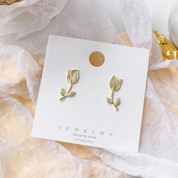 design korean version tulip flower elegant opal earrings for woman micro-set zircon shiny holiday stud earring female, Golden;silver
design korean version tulip flower elegant opal earrings for woman micro-set zircon shiny holiday stud earring female, Golden;silver